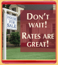 Home Rates. Image of a yard sale sign.